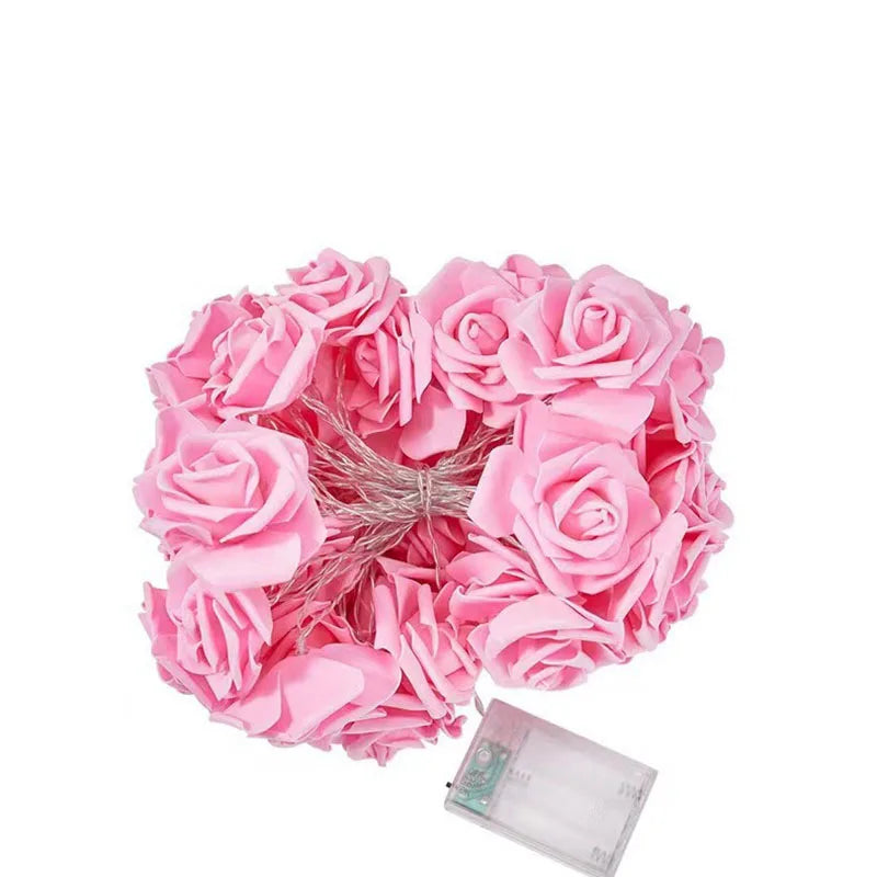 Guirlande lumineuse Rose à piles, 1.5/3m, guirlande de fleurs, lumières féeriques, décoration de fête de mariage, saint-valentin, lumières de noël