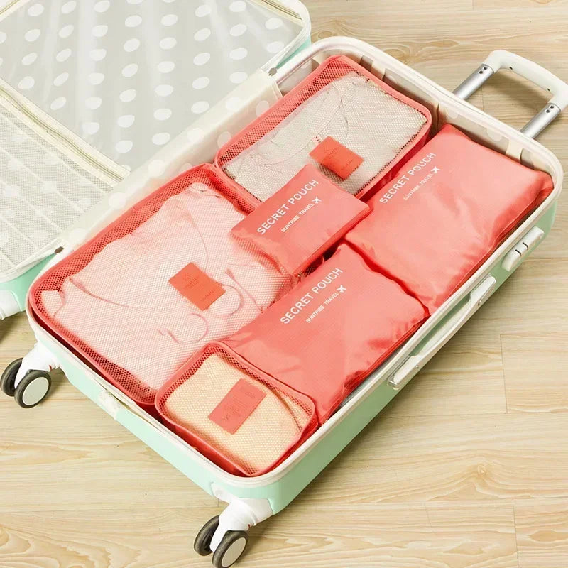 6pcs Travel Organizer Storage Bags Portable Travel Suitcases Organizer Waterproof Luggage Packing Bag Wardrobe Clothes Shoes Bag