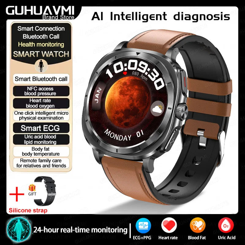 2025 nouveau pour Samsung Galaxy montre 7 acide urique pression artérielle oxygène sanguin analyse du corps montre intelligente ECG + PPG horloge Smartwatch hommes
