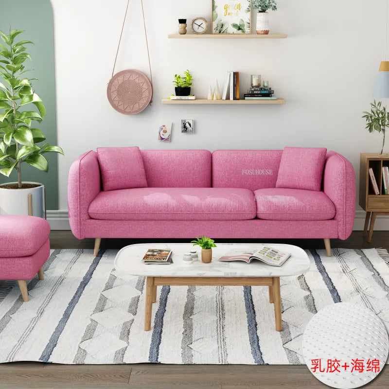Nordic Fabric Living Room Sofas Modern Bedroom Furniture Small Apartment Sofa Home Creative Rental Room Single Double Seat Sofa
