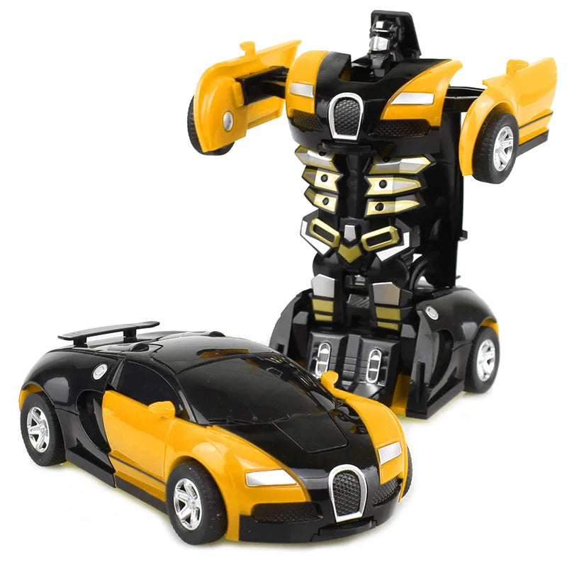 Voiture de déformation à une clé pour enfants, robot de transformation automatique, jouet moulé sous pression, mini modèle en plastique 2 en 1, cadeaux amusants pour garçons