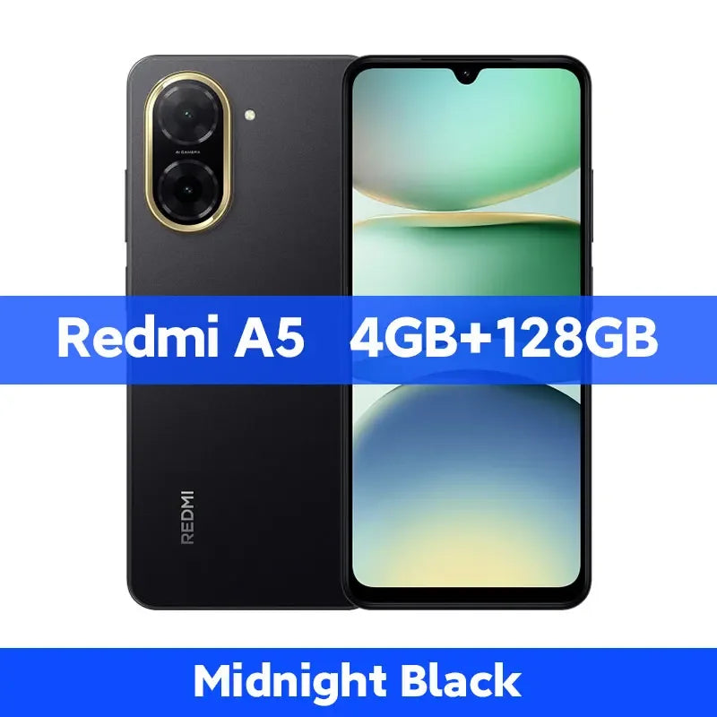 Version mondiale Xiaomi Redmi A5 Smartphone 32MP AI double caméra 6.88 "affichage UNISOC T7250 CPU 5200mAh batterie 15W charge rapide