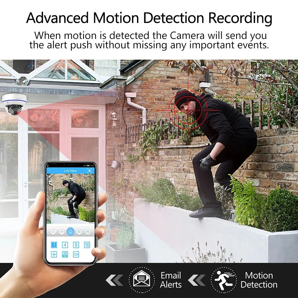 Techage-Caméra IP POE de sécurité intérieure, système de surveillance de bureau, anti-vandalisme, étanche, audio unidirectionnel, breton, 4MP, 5MP