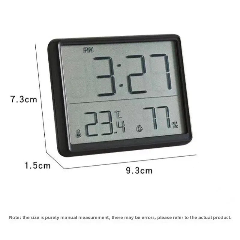 Horloge murale numérique mince avec alarme LCD, affichage de la température et de l'humidité, support adhésif pour horloge électronique de cuisine multifonctionnelle