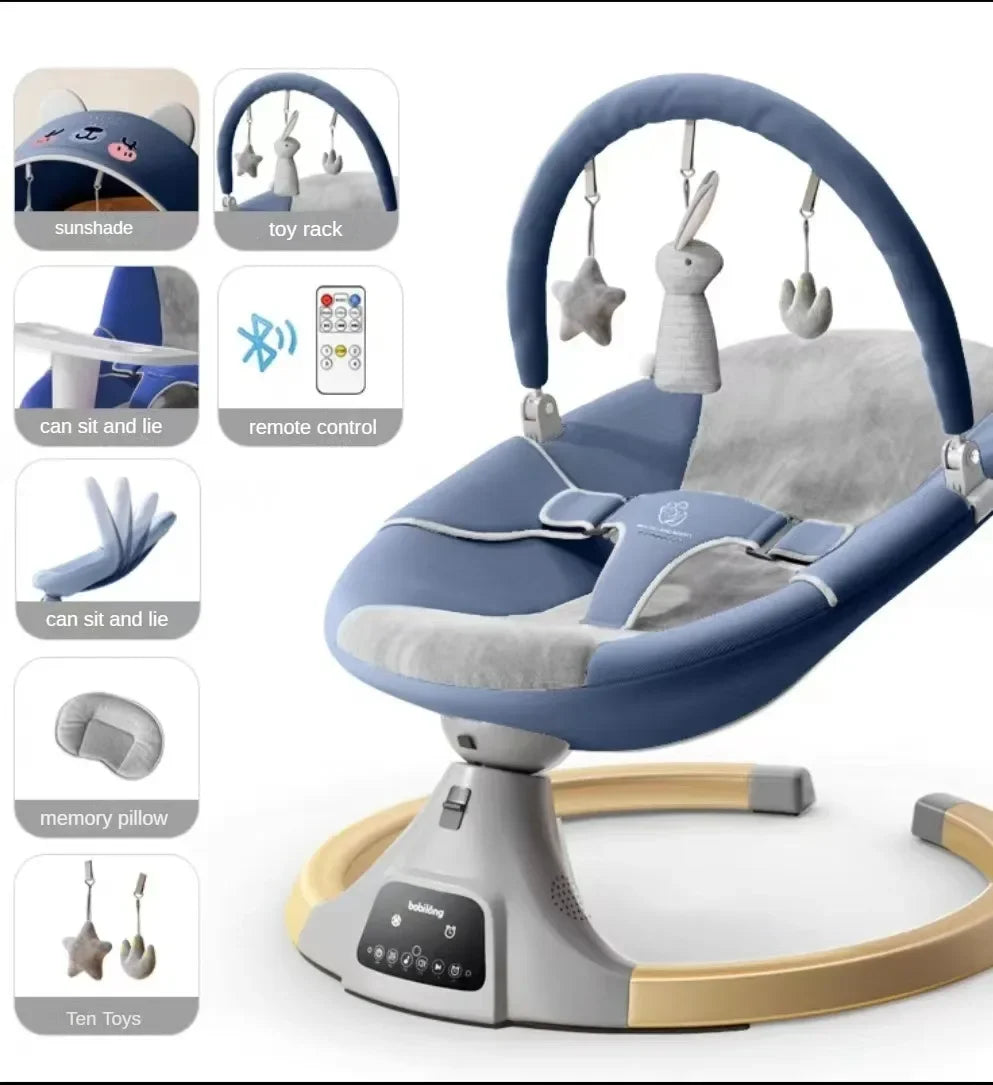 Chaise à bascule pour bébé, chaise apaisante, berceau électrique multifonctionnel pour bébé, berceau de couchage pour nouveau-né, balançoire électrique pour bébé