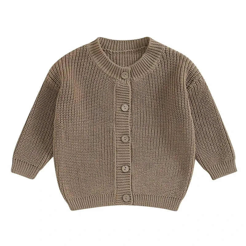 Pull chaud pour nouveau-né garçon et fille de 0 à 18 mois, manteaux, couleur unie, boutons amples, manches longues, tricot, Cardigan, automne