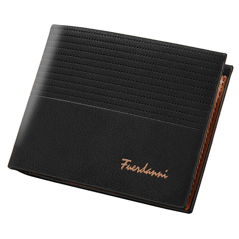 Vintage Men's Wallet Leather Men's Short Wallet Slim Male Purses Money Credit Card Holders Luxury Fashion Pure Color Wallet