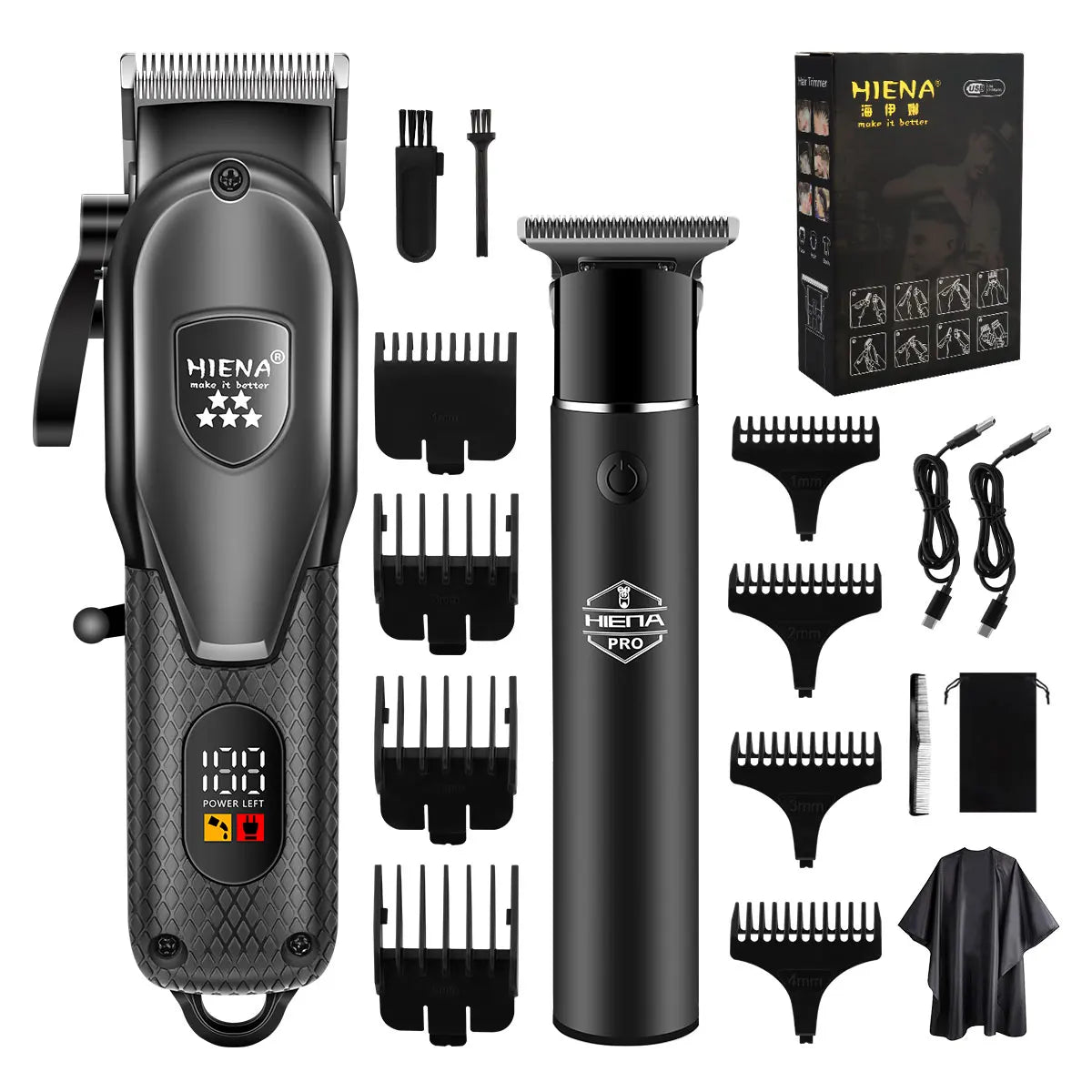 Kit de tondeuse à cheveux hiena pour hommes rasoir électrique tondeuse à cheveux Machine de découpe professionnelle tondeuse à cheveux avec affichage numérique LCD