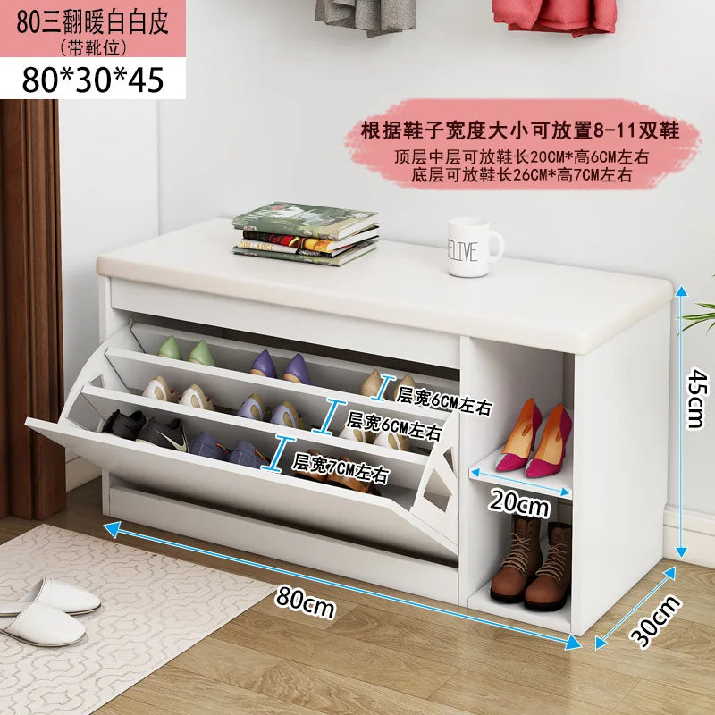 Porche entrée chaussure chaise rembourré salon maison rabat étagère à chaussures banc avec siège armoire à chaussures multicouche