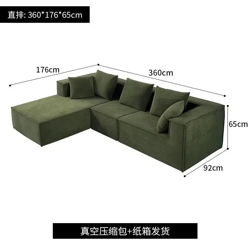 Canapé d'angle moderne et Simple en tissu avec Compression sous vide, conception de bloc de Tofu en éponge Pure pour le salon