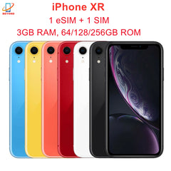 Véritable Apple iPhone XR Original 6.1 "Retina IPS LCD RAM 3GB ROM 64GB/128GB/256GB A12 bionique 4G LTE Hexa Core IOS Face ID NFC