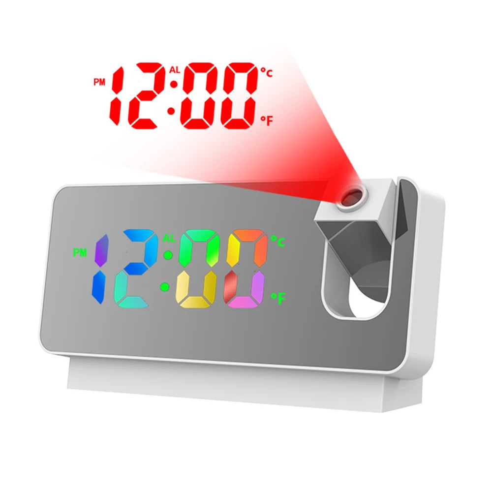 Réveil LED rotatif à 2022 °, Projection numérique, USB, créatif, affichage de la température, pour chambre à coucher, bureau, nouveauté 180