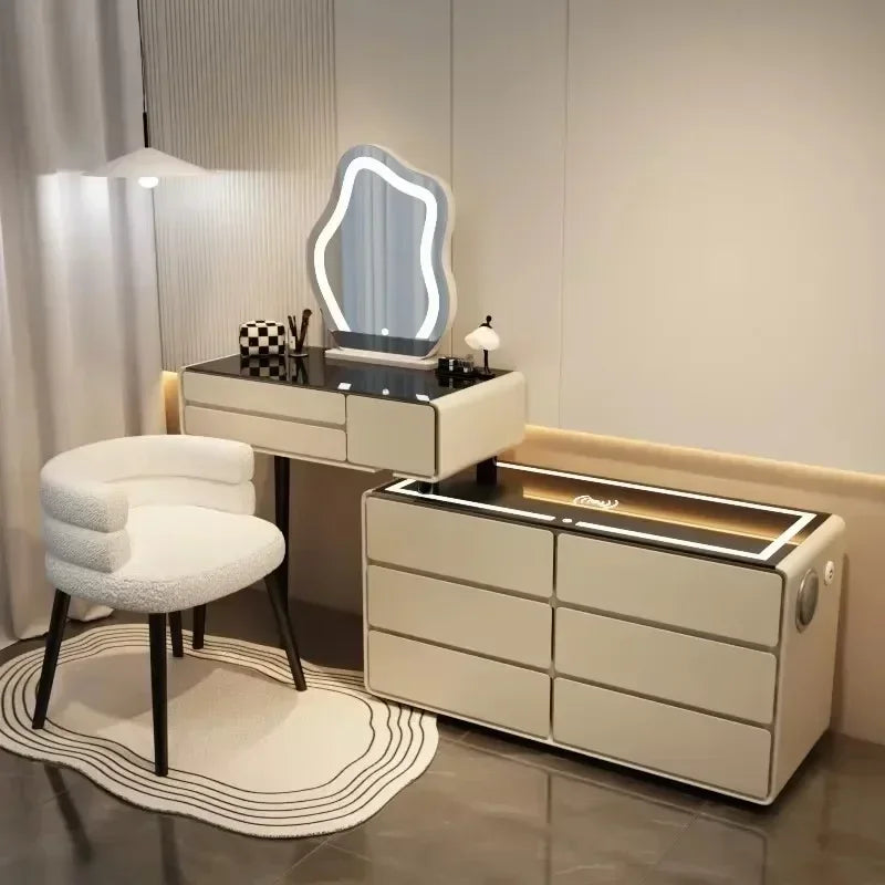 Tiroirs coffre vanité chaise miroir Mobile lumière Console Table Dressing moderne rangement Mesas De Maquiagem chambres meubles