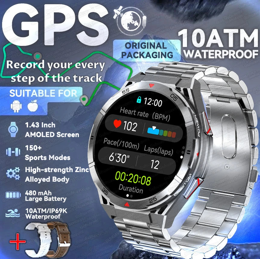 2025 nouveau pour HUAWE Original GPS SmartWatch Ultra 466*466 HD AMOLED affichage sport boussole BT appel IP69 étanche Bracelet intelligent