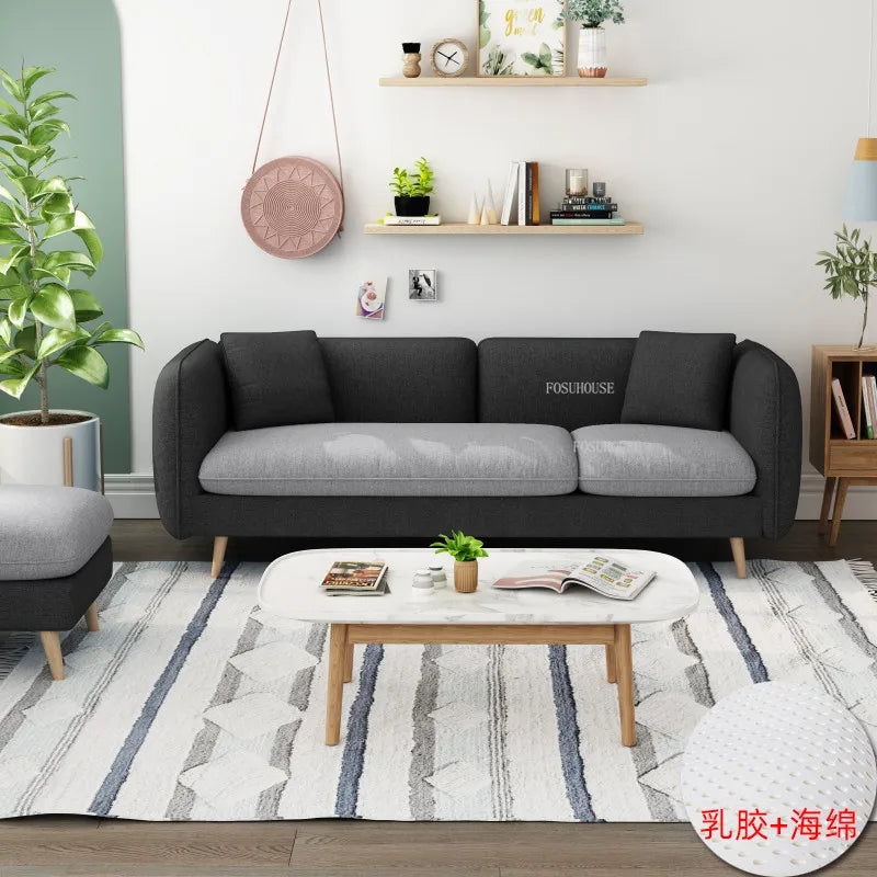 Nordic Fabric Living Room Sofas Modern Bedroom Furniture Small Apartment Sofa Home Creative Rental Room Single Double Seat Sofa