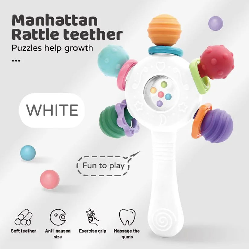 Anneau de dentition pour bébé de 0 à 36 mois, hochet, jouet, anneau de dentition, développement sensoriel, jouet à mâcher, accessoires pour bébés de 0 à 36 mois