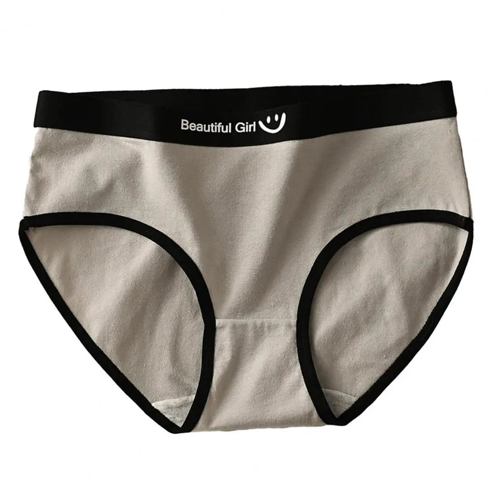 Women Panties Seamless Mid Waist Contrast Color Letter Pattern Elastic Underwear Japanese Style Lady Briefs Underpants