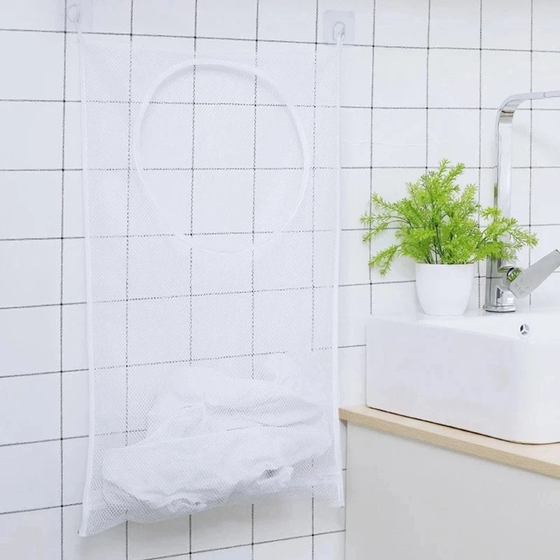 Sac de rangement pour vêtements sales, panier à cadre, seau pliable en maille pour linge, salle de bains, organisateur mural pour vêtements ménagers avec crochet