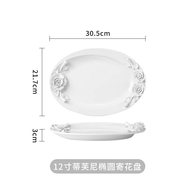 Bol à fleurs, assiette, tasse et vaisselle à main en Relief européen, ensemble pour le thé de l'après-midi à la maison, assiette d'exposition en céramique exquise