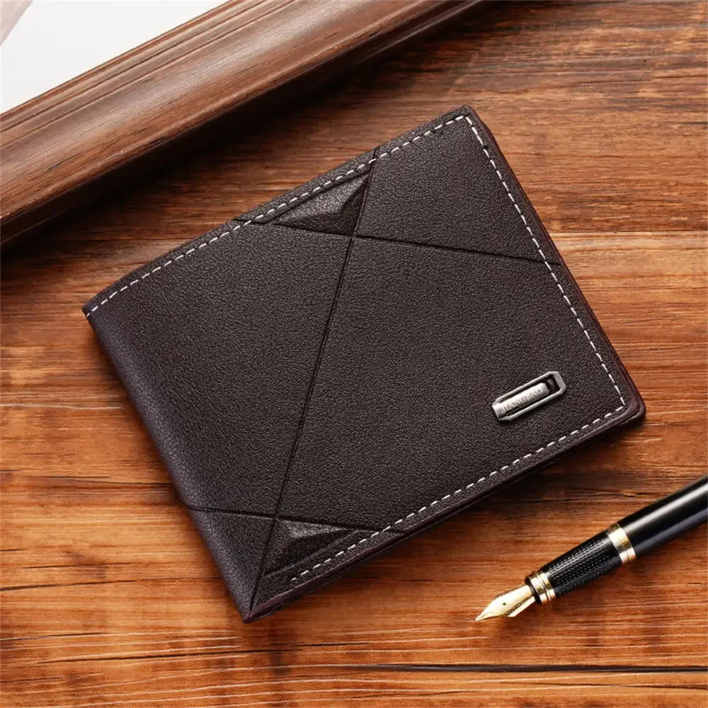 Men Purse Black Coin Wallet Male Business Id Cards Holder Pu Leather Multiple Slot Casual Large Capacity Dollar Coin Money Bags
