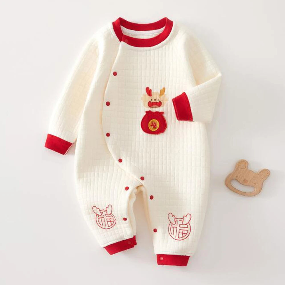 Barboteuse de noël pour bébé, manches longues, matelassée, chaude, unisexe, vêtements pour nouveau-né, garçons et filles, combinaisons pour nourrissons du nouvel an, automne et hiver