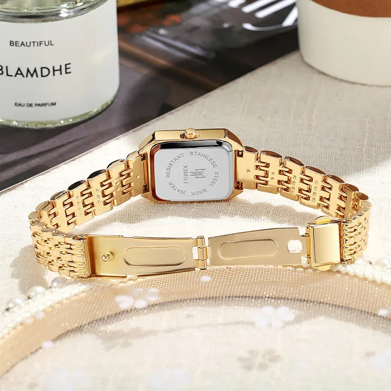 Montre-bracelet à quartz en acier inoxydable pour femme, montres carrées simples, cadeau de luxe, mode étudiante, marque chaude, 2025