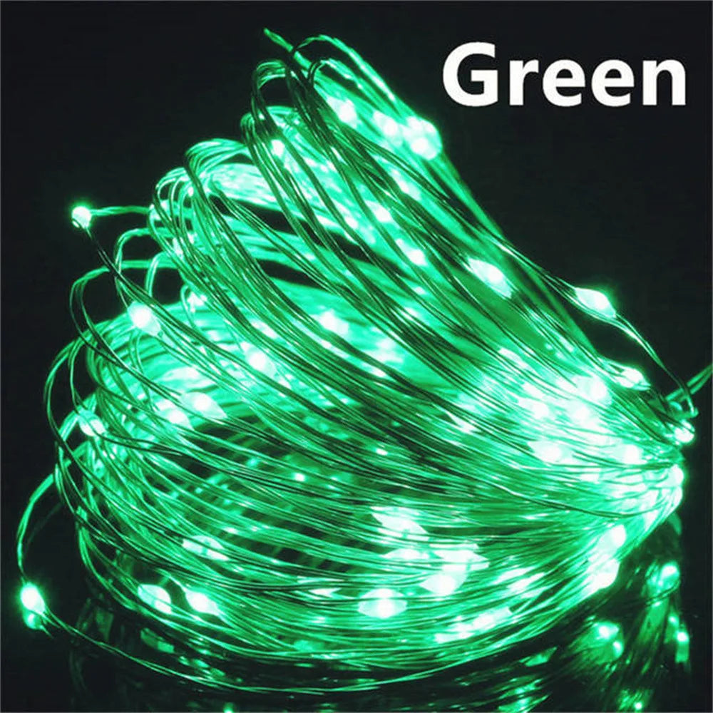 Guirlande lumineuse LED USB 10/20/30M, fil de cuivre et d'argent, guirlande lumineuse féerique étanche pour noël, décoration de fête de mariage