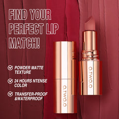 O.TWO.O-Rouge à lèvres waterproof, 8 couleurs, longue durée, antiadhésif, sexy 402, velours pigmenté