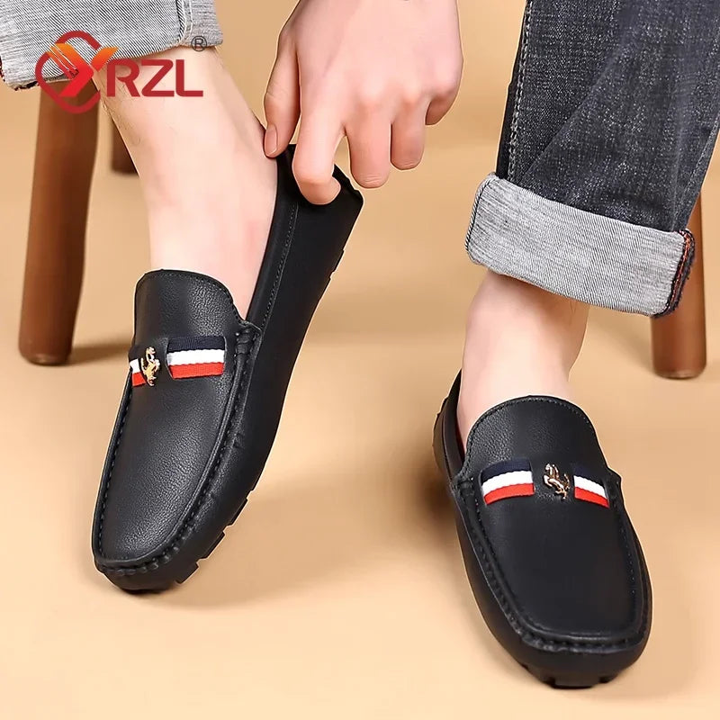 YRZL mocassins blancs hommes mocassins en cuir PU noir pour homme mocassins à enfiler décontractés hommes mocassins confortables chaussures de conduite pour hommes