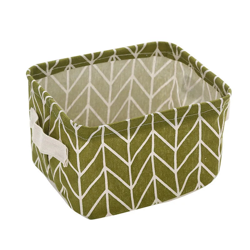 Petit panier de rangement en toile pliable avec poignée, boîte de rangement de bureau en coton et lin, petit panier de rangement étanche frais 1 pièce