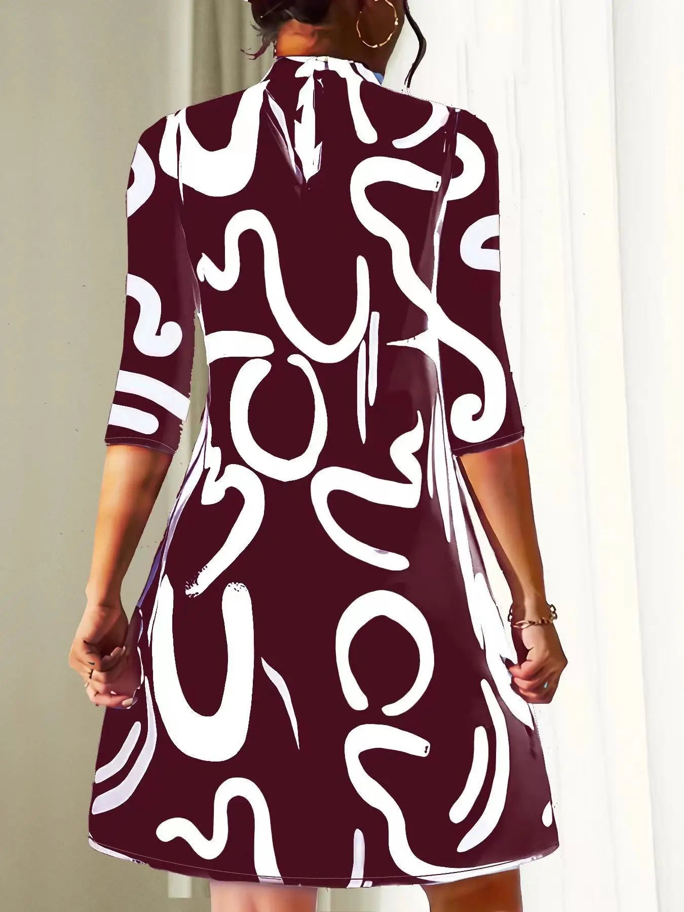 Mode à manches longues imprimé Mini Robe femmes 2023 automne tempérament décontracté bureau dames robes pour femmes Robe Femme