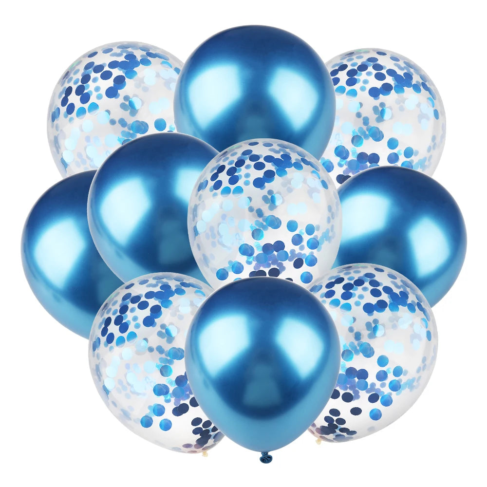 Ballons métalliques en forme d'étoile et de cœur, 14 pièces, ensemble de confettis or rouge bleu rose pour joyeux anniversaire, réception-cadeau pour bébé, mariage