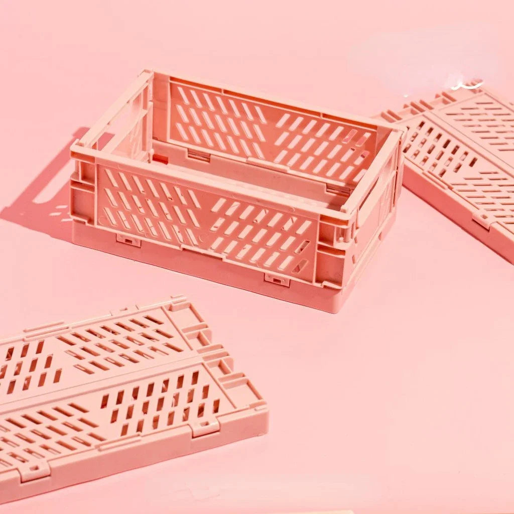 Caisse de rangement pliable en plastique, panier pliable, empilable, mignon, maquillage, bijoux, jouets, boîtes pour boîte de rangement, organisateur Portable