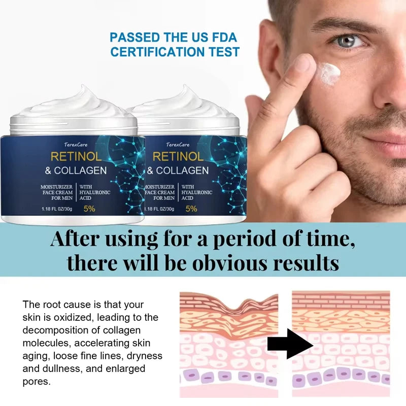 Wrinkle Cream For Men Remove Face Neck Wrinkle Firming Moisturizing Skin Retinol Collagen Face Cream Anti-aging Facial Treatment