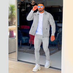 AliExpress Amazon – veste et pantalon tendance pour hommes, avec poche zippée, transfrontalière, costume de rue, printemps et automne, 2023