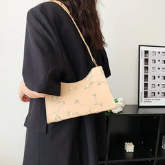 Sac à main en cuir PU souple pour femmes, petit fourre-tout pour filles, sacs sous les bras, sac à main de voyage de plage, dentelle florale, été initié