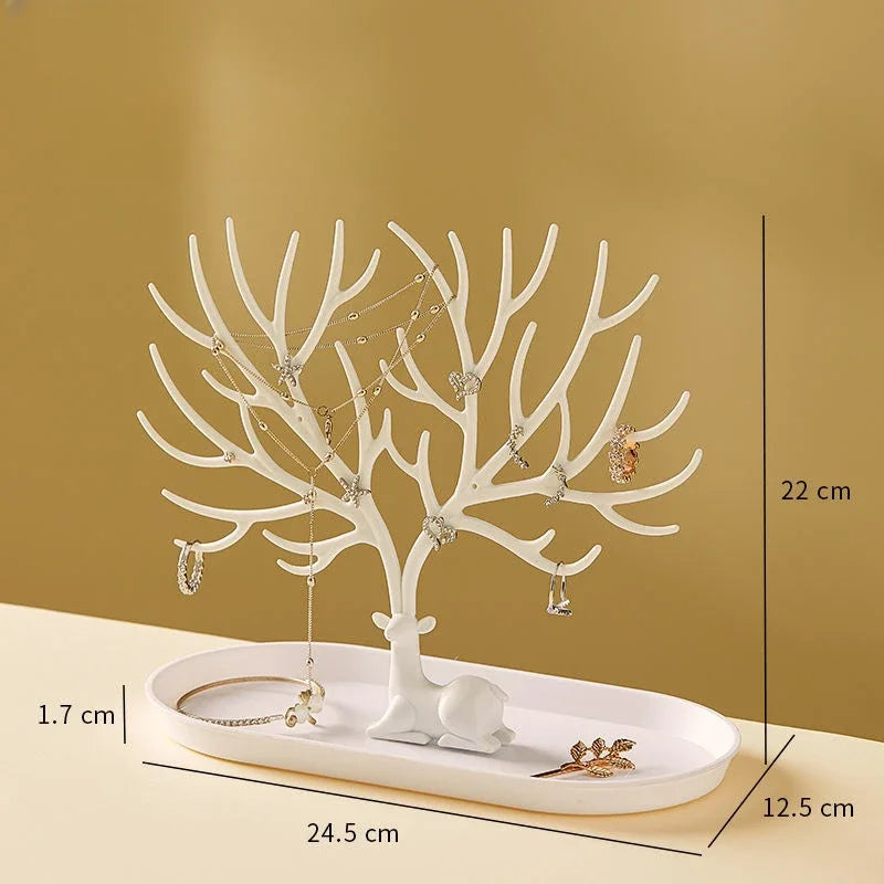 Jewelry Display Stand Tray Tree Storage Racks Earrings Necklaces Rings Jewelry Boxes Case Desktop Organizer Holder Make Up Decor