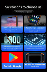 Sans caméra X9 téléphone 6GB + 128GB zello PTT 4G LTE Octa core Android 12 GPS 6.5 "pouces prise en charge du mode sombre Support OEM