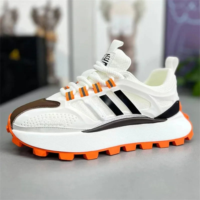 Chunky Sneaker Men Designer Running Shoes Fashion Casual Microfiber Leather Mesh Breathable Height Increased Flat Platform Shoes