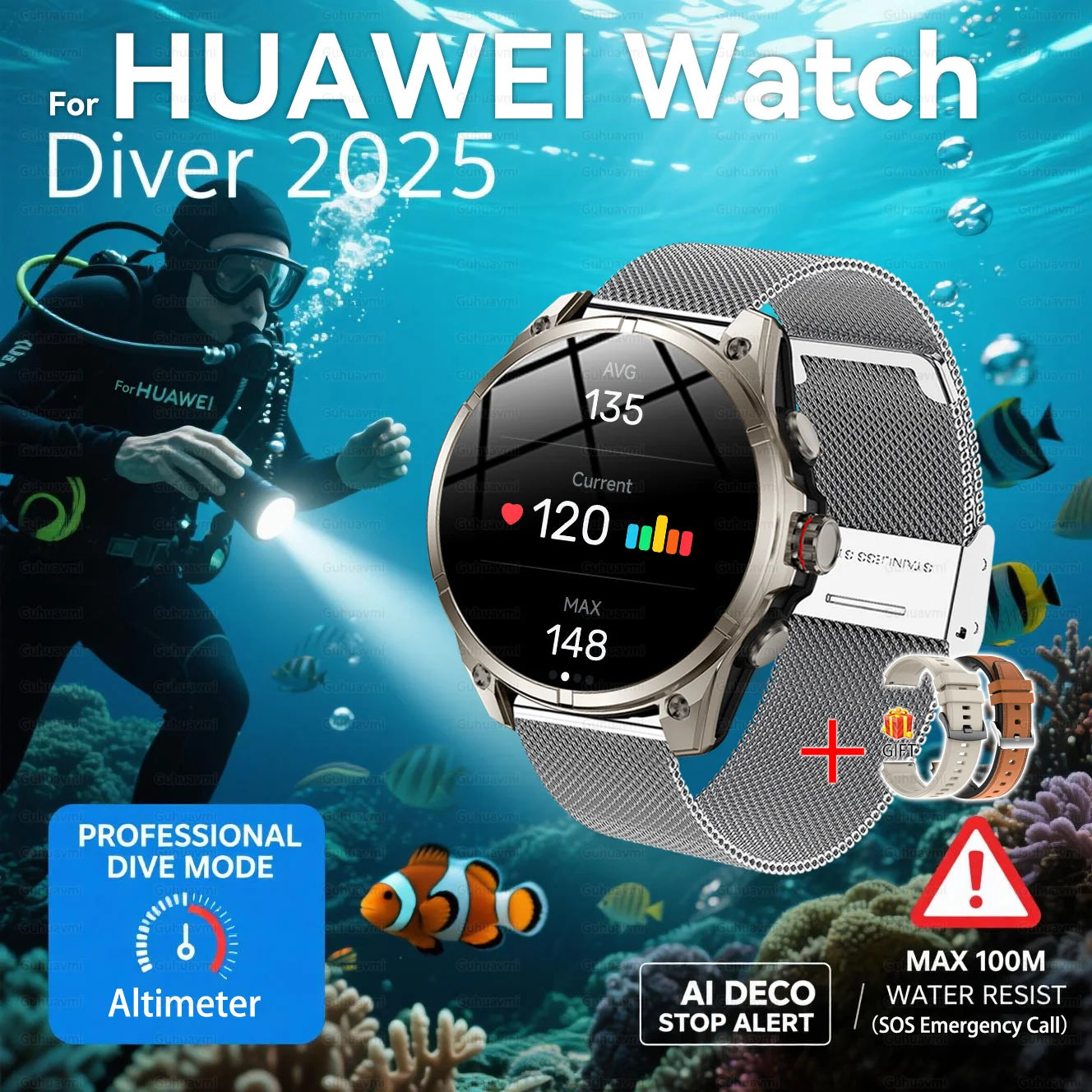 2025 nouvelles montres intelligentes GPS haut de gamme altimètre extérieur baromètre écran AMOLED boussole GPS intégrée sport militaire Smartwatch hommes