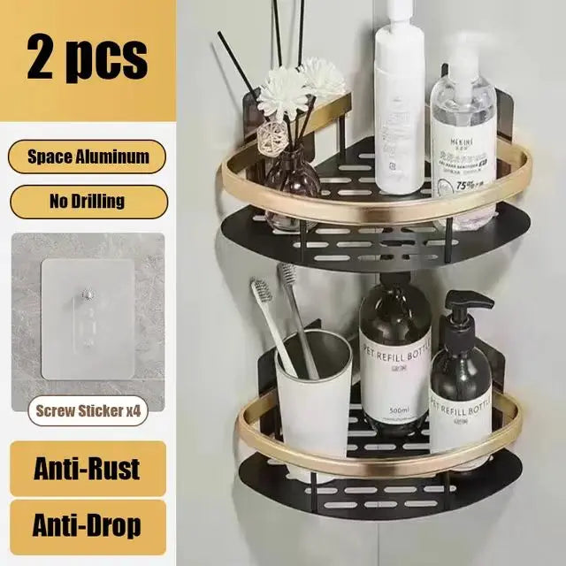 HOShelf-Rangement de toilette mural en aluminium T1, sans perceuse, bouteille de shampoing, coin de douche, accessoires de cuisine