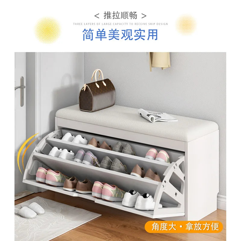 Porche entrée chaussure chaise rembourré salon maison rabat étagère à chaussures banc avec siège armoire à chaussures multicouche