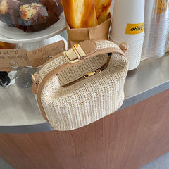 Sac à bandoulière en paille pour femmes, nouvelle mode 2023, petit fourre-tout en tricot, sac à main bohème d'été, sac à main seau de voyage, sacs de plage