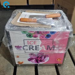 Petite Machine à glace frite 330W, yaourt frit en acier inoxydable, crème glacée aux fruits domestiques, bouillie, rouleau de crème glacée frite