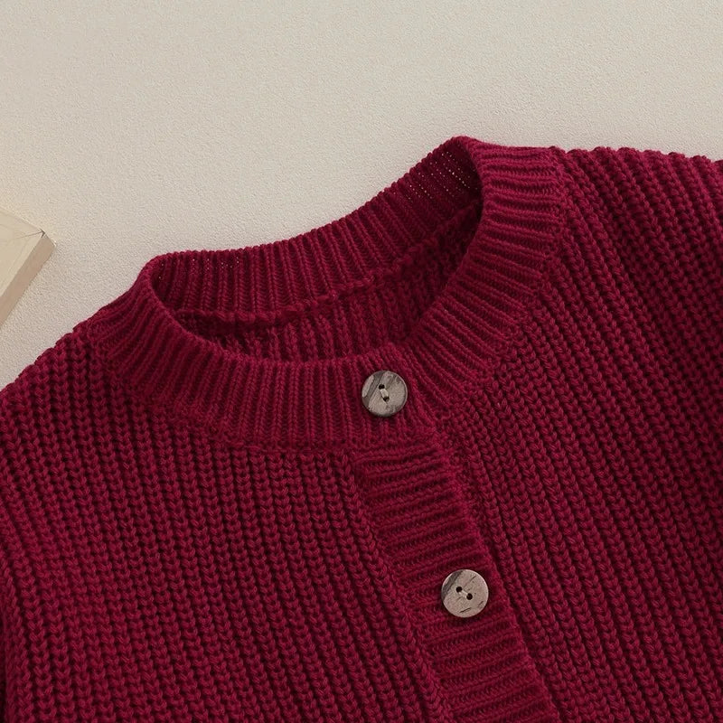 Pull chaud pour nouveau-né garçon et fille de 0 à 18 mois, manteaux, couleur unie, boutons amples, manches longues, tricot, Cardigan, automne