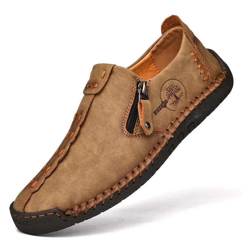 Chaussures décontractées en cuir véritable pour hommes, baskets à enfiler pour hommes, mocassins de luxe, chaussures plates faites à la main, grande taille, haute qualité