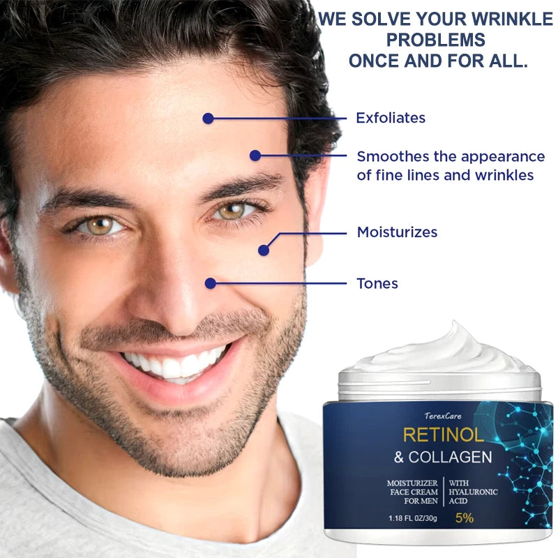 Wrinkle Cream For Men Remove Face Neck Wrinkle Firming Moisturizing Skin Retinol Collagen Face Cream Anti-aging Facial Treatment