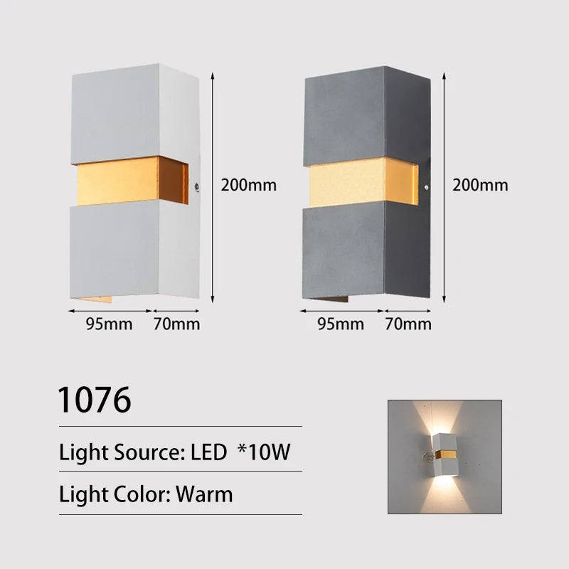 JoollySun Wall Light Outdoor Lamp Home Decor Lighting for Balcony Garden LED Waterproof Aluminium Modern Wall Mounted Sconces