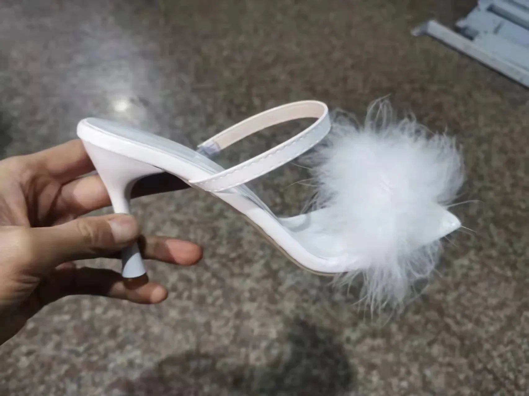 Escarpins transparents en PVC Transparent à enfiler, talons fins, talons hauts, bout pointu, chaussures de fête pour femmes, escarpins de discothèque, blanc, taille 36-43