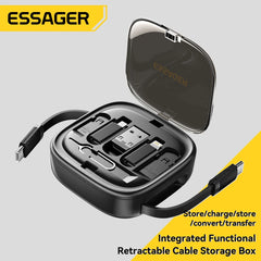 Essager 60W Charge rapide USB A/C à TypeC Micro câble Lightning Mini boîte de rangement de voyage multifonctionnelle avec jeu de broches de support pour téléphone
